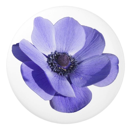 紫色の花引き出しキャビネットノブの引っ張り セラミックノブ (正面)