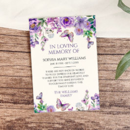 紫色の花悔やみや弔慰記憶サンキューカード サンキューカード