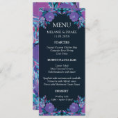 紫色の花手メニュ絵を描ーカード メニュー (正面/裏面)