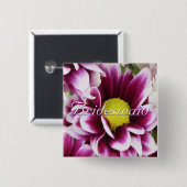 紫色の花束の新婦付添人 缶バッジ (正面&裏面)