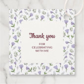 紫色の花柄の最初の聖餐式 フェイバータグ (裏面)