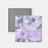紫色の花柄の磁石 マグネット (正面/裏面)