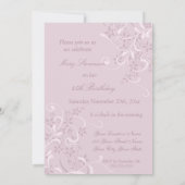 紫色の花柄の85thバースデーパーティ招待状 招待状 (裏面)