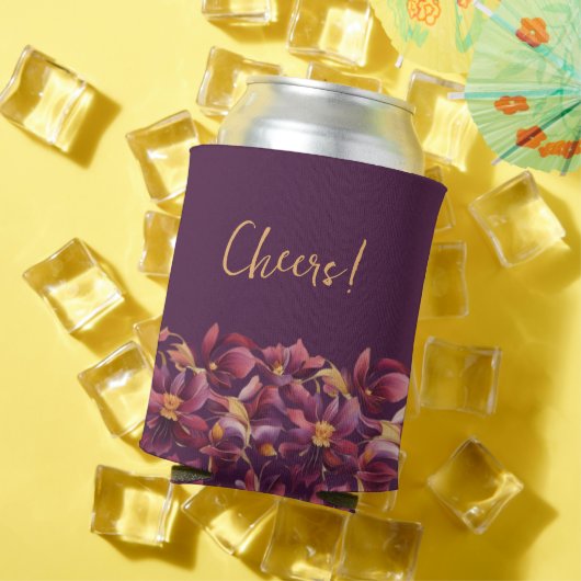 紫色の花柄クール 缶クーラー (インサイチュ 夏)