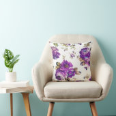 紫色の花柄 クッション (椅子)