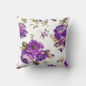 紫色の花柄 クッション (裏面)