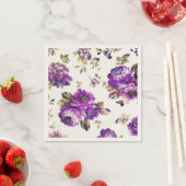 紫色の花柄 スタンダードカクテルナプキン (インサイチュ)