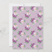 紫色の花柄Anand Karaj Sikh 結婚's 招待状 (裏面)