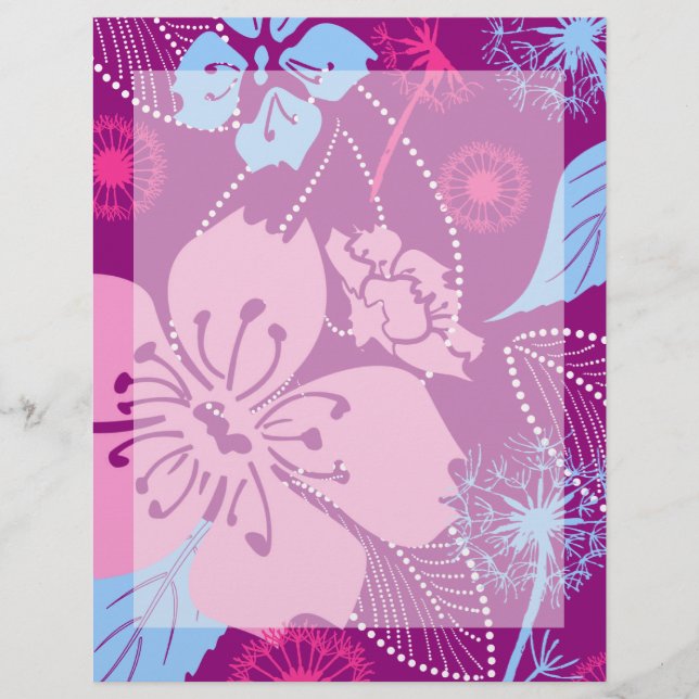紫色の花模様8.5" x 11"レターヘッド (正面)