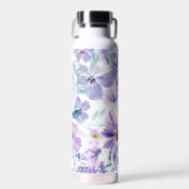 紫色の花模様 ウォーターボトル (正面)