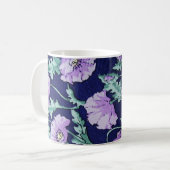 紫色の花模様 コーヒーマグカップ (正面左)