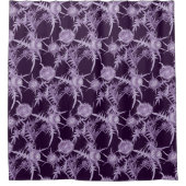 紫色の花模様 シャワーカーテン (正面)