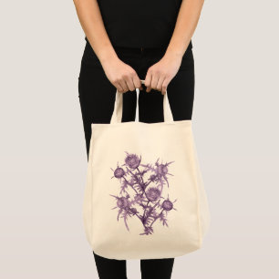 紫色の花模様 トートバッグ