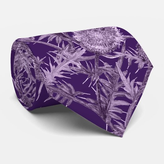 紫色の花模様 ネクタイ (ロール)