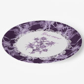 紫色の花模様 ペーパープレート (アングル)