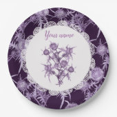 紫色の花模様 ペーパープレート (正面)