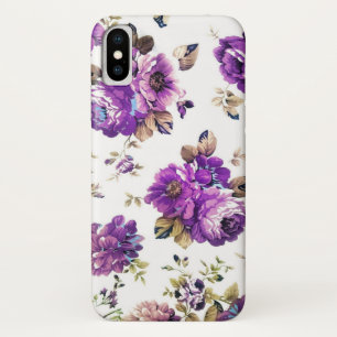 紫色の花模様(モノグラム) iPhone X ケース