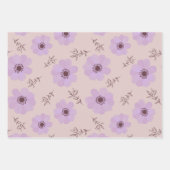 紫色の花模様 ラッピングペーパーシート (正面3)