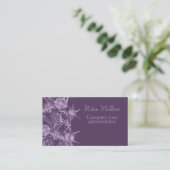 紫色の花模様 名刺 (スタンド正面)
