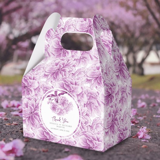 紫色の花水色フローラパターン(の模様が)あるカスタム フェイバーボックス