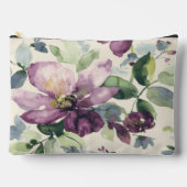 紫色の花水色 アクセサリーポーチ (正面)