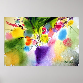 紫色の花瓶の花 – ポスター