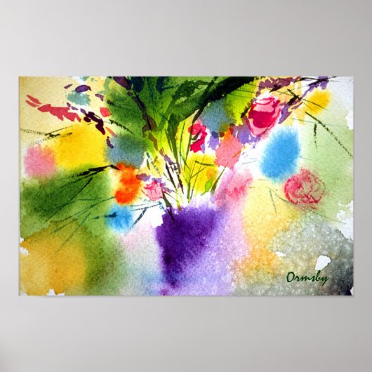 紫色の花瓶の花 – ポスター (正面)