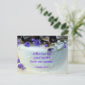 紫色の花結婚のケーキと聖句 ポストカード (スタンド正面)