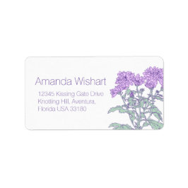 紫色の花結婚の返信住所 シール