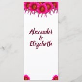 紫色の花緑のウェディングレセプションメニュー メニュー (裏面)