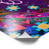 紫色の花色感動的ハートフローラかわいらし フォトプリント            (角)