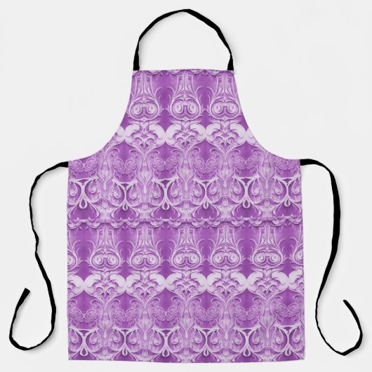 紫色の花花花盛りのエプロン エプロン (正面)