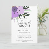 紫色の花葉書道リハーサルディナー 招待状 (スタンド正面)