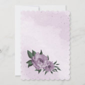 紫色の花葉緑の植物結婚の 招待状 (裏面)