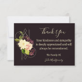 紫色の花葬儀フォトサンキューカード ノートカード (正面)