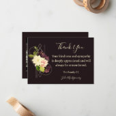 紫色の花葬儀フォトサンキューカード ノートカード (正面/裏面インサイチュ)