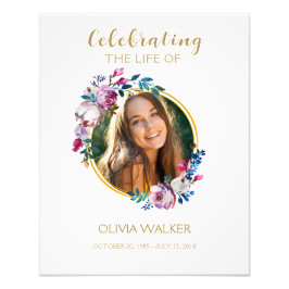 紫色の花葬式ウェルカムサイン フォトプリント           