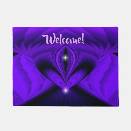 紫色の花虹の夢2つ星 ドアマット (正面)