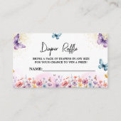 紫色の花蝶の赤ちゃんシャワーおむつラッフル エンクロージャーカード (正面)