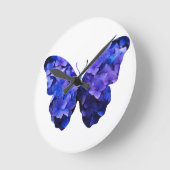 紫色の花蝶シルエット ラウンド壁時計 (傾斜)