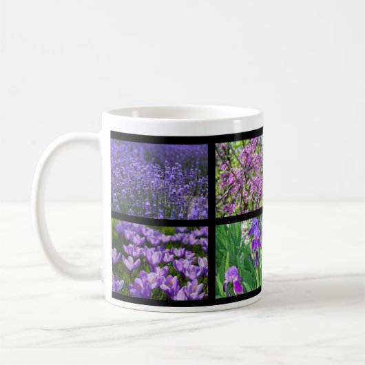 紫色の花襟セラミックコーヒーマグ コーヒーマグカップ (左)