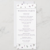 紫色の花開花植物結婚式プログラム (裏面)