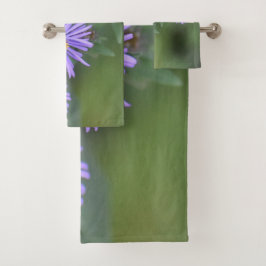 紫色の花風呂タオルセット バスタオルセット