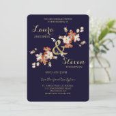 紫色の花飾り結婚式招待状 招待状 (スタンド正面)