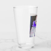紫色の花首付き白絵画猫 タンブラーグラス (右)
