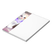 紫色の花首付き白絵画猫 ノートパッド (回転)