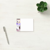 紫色の花首付き白絵画猫 ポストイット (オフィス)