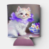 紫色の花首付き白絵画猫 缶クーラー (裏面)