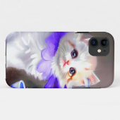 紫色の花首付き白絵画猫 Case-Mate iPhoneケース (裏面(横))