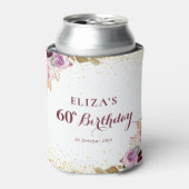 紫色の花60th誕生日パーティー 缶クーラー (缶正面)